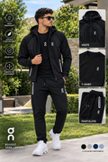 Ensemble On Sport Homme 3 Pièces – Veste Capuche + T-shirt + Pantalon